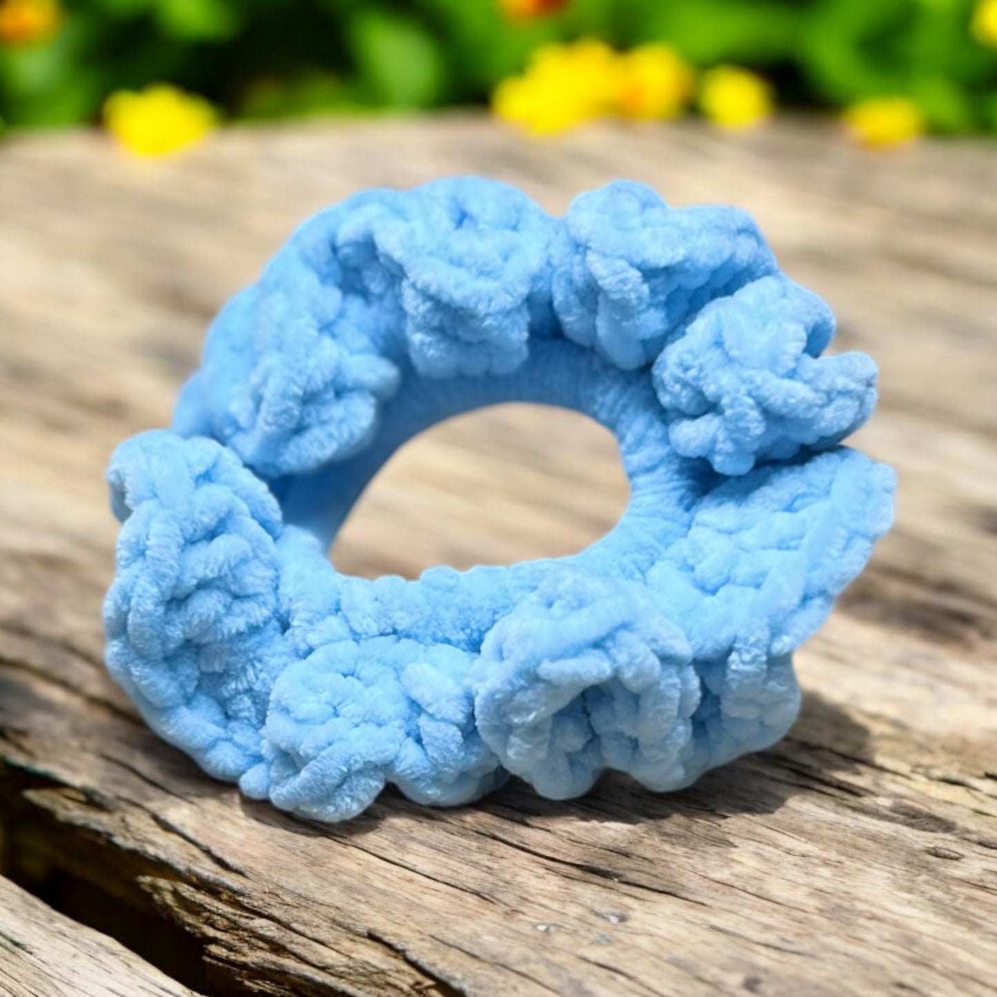 Soft Crochet Chenille Scrunchies – Handmade Hair Accessories (Set of 2) – Velvet Texture