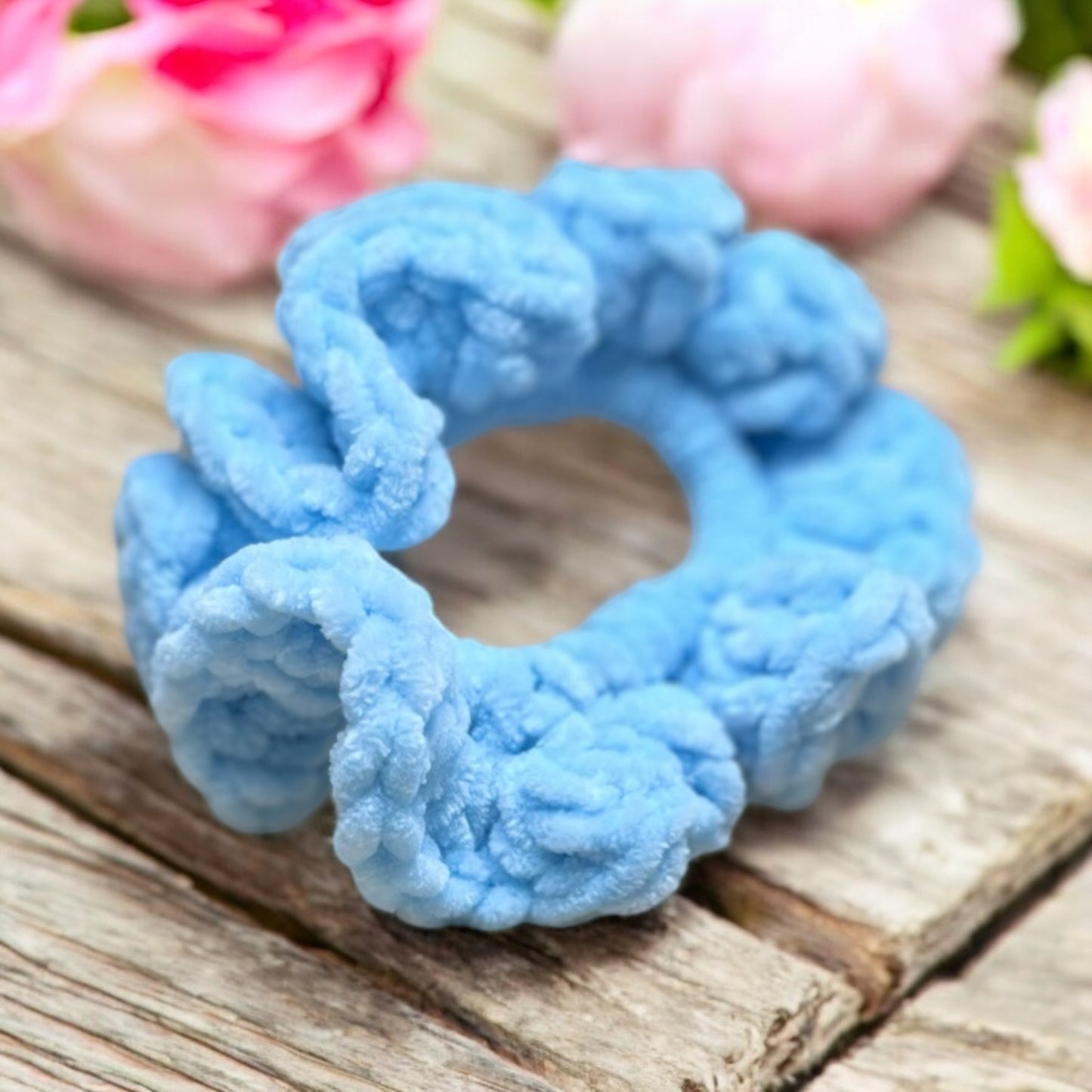 Soft Crochet Chenille Scrunchies – Handmade Hair Accessories (Set of 2) – Velvet Texture